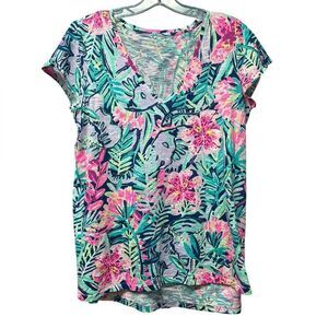 Lilly Pulitzer "Michelle" Multi-Color Short Sleeve Top Size M